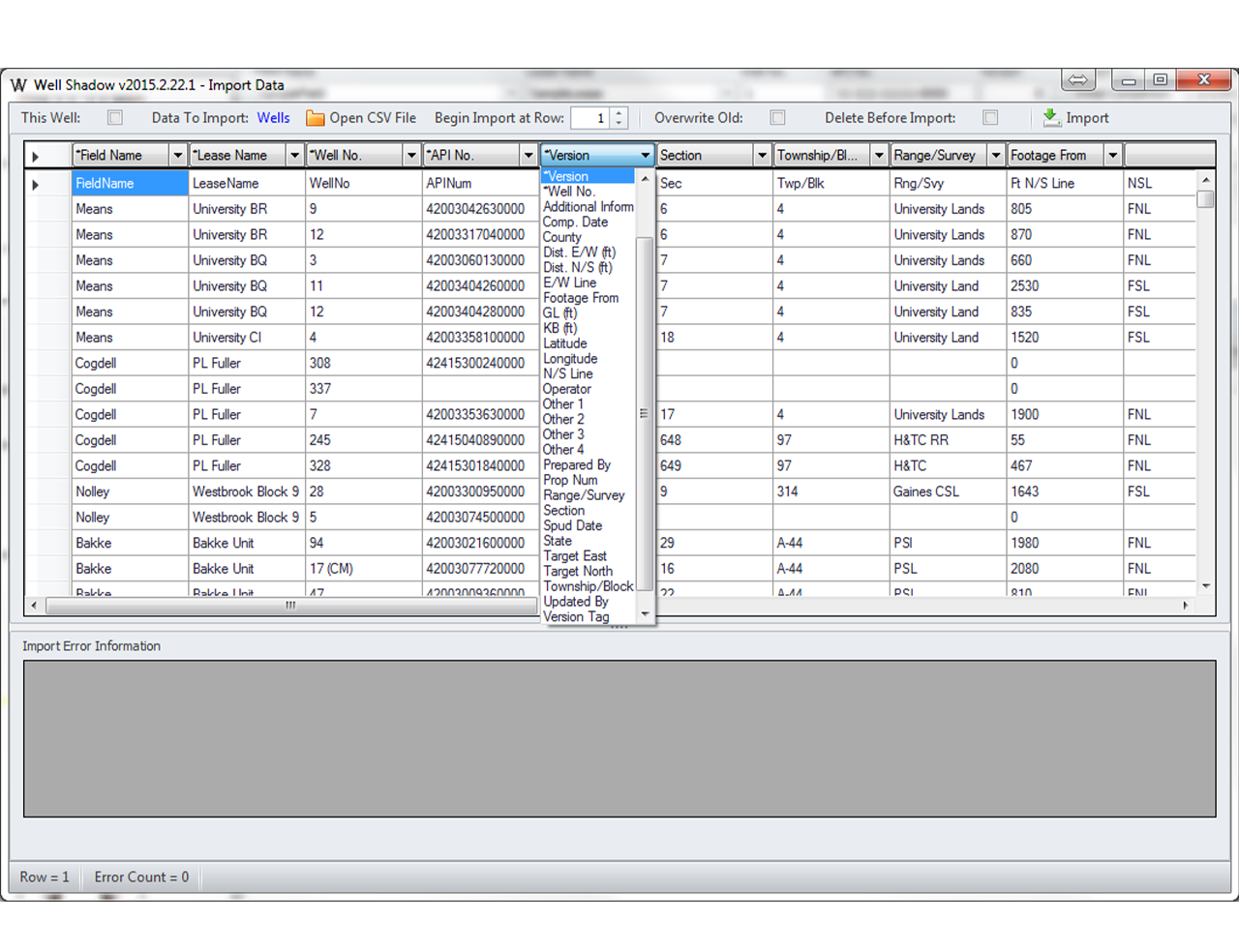 PetroCode Import/Export Features